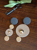 Espresso & Nude Asymmetrical Disc Drop Earrings
