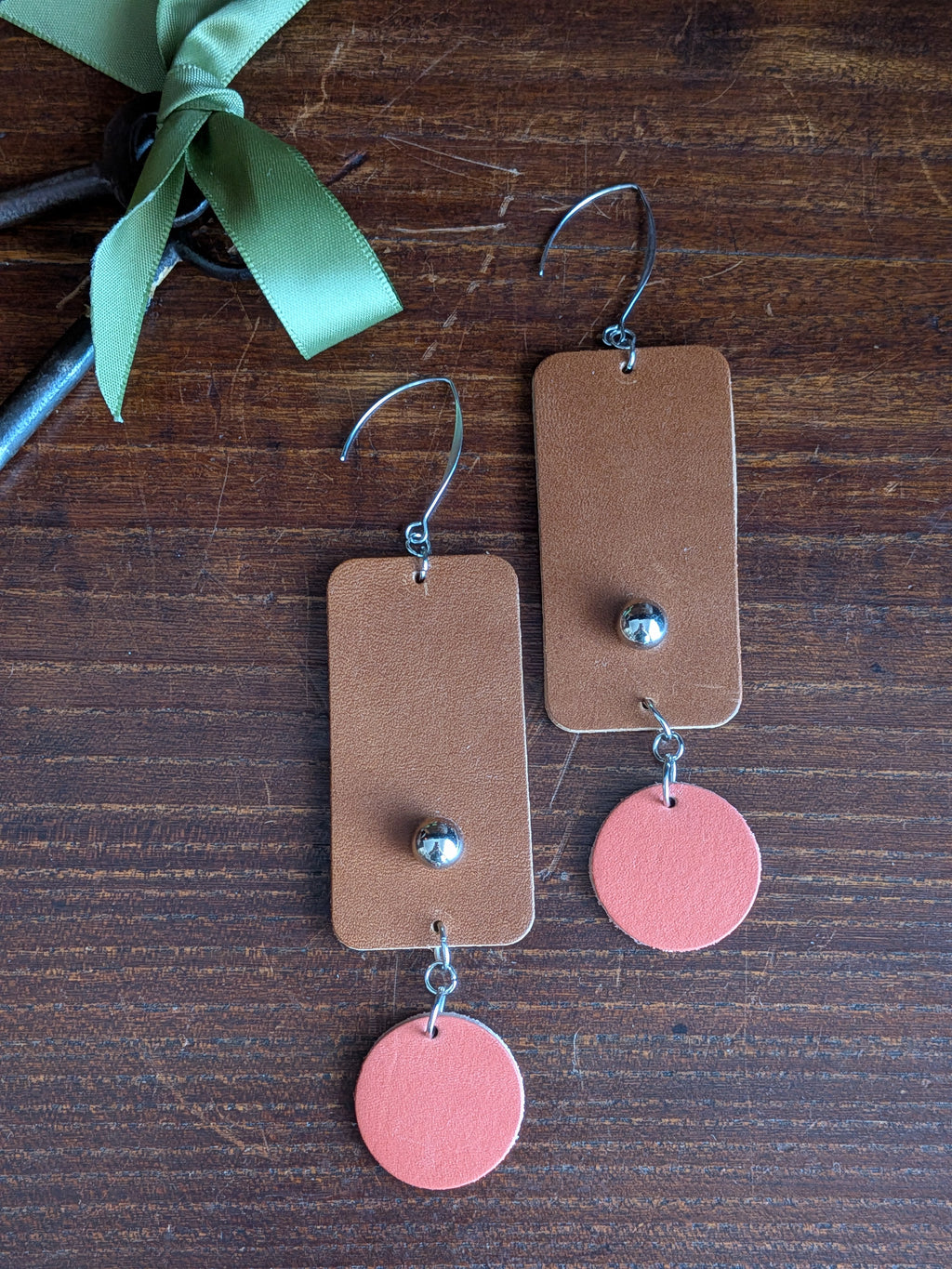 Peach & Earth Geometric Drop Earrings