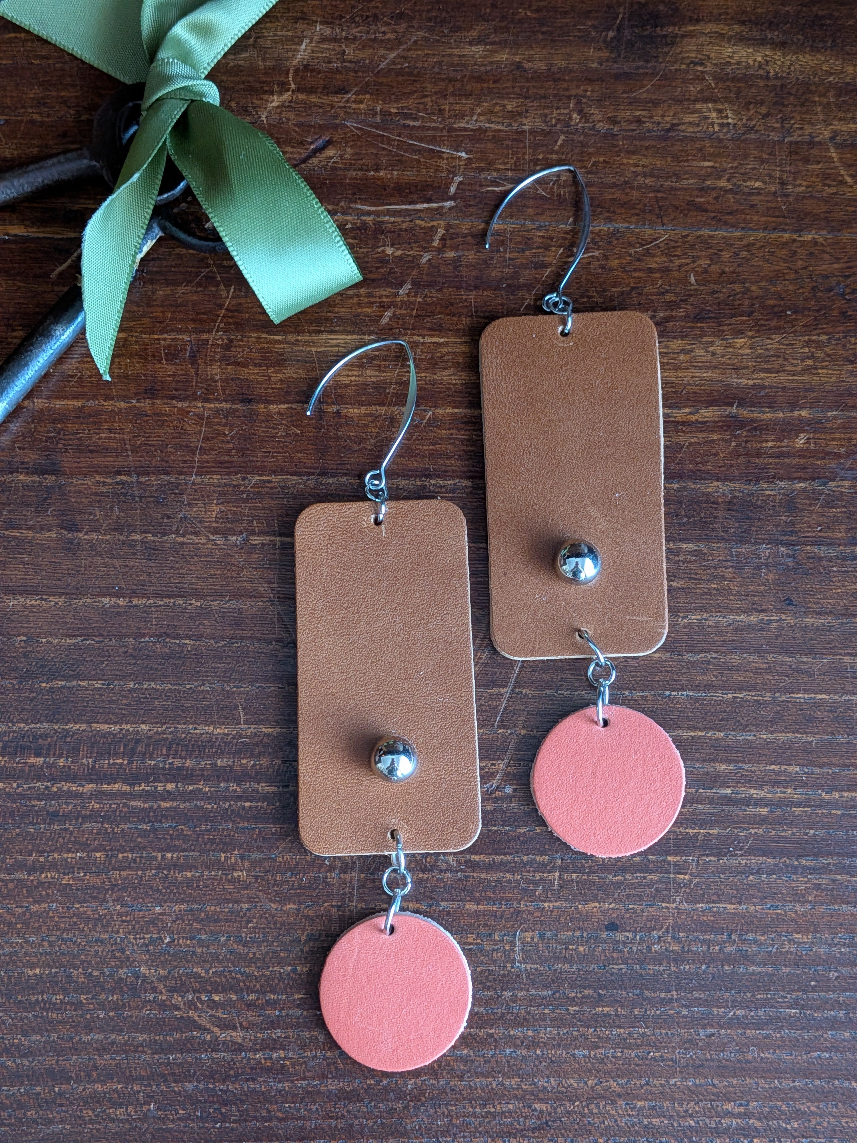 Peach & Earth Geometric Drop Earrings