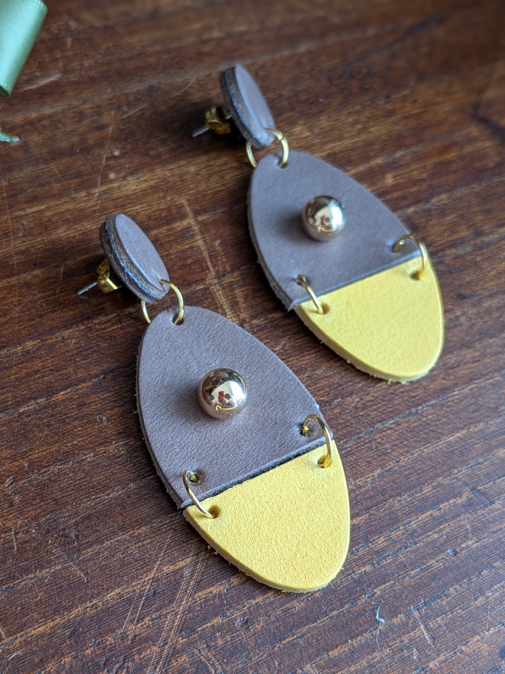Solar Earth Split-Oval Stud Drop Earrings