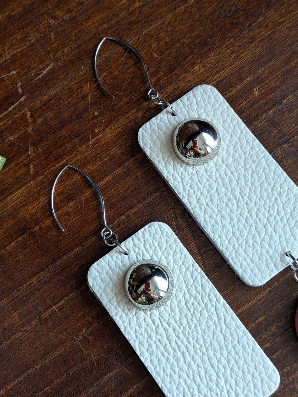 Ivory & Crimson Geometric Drop Earrings