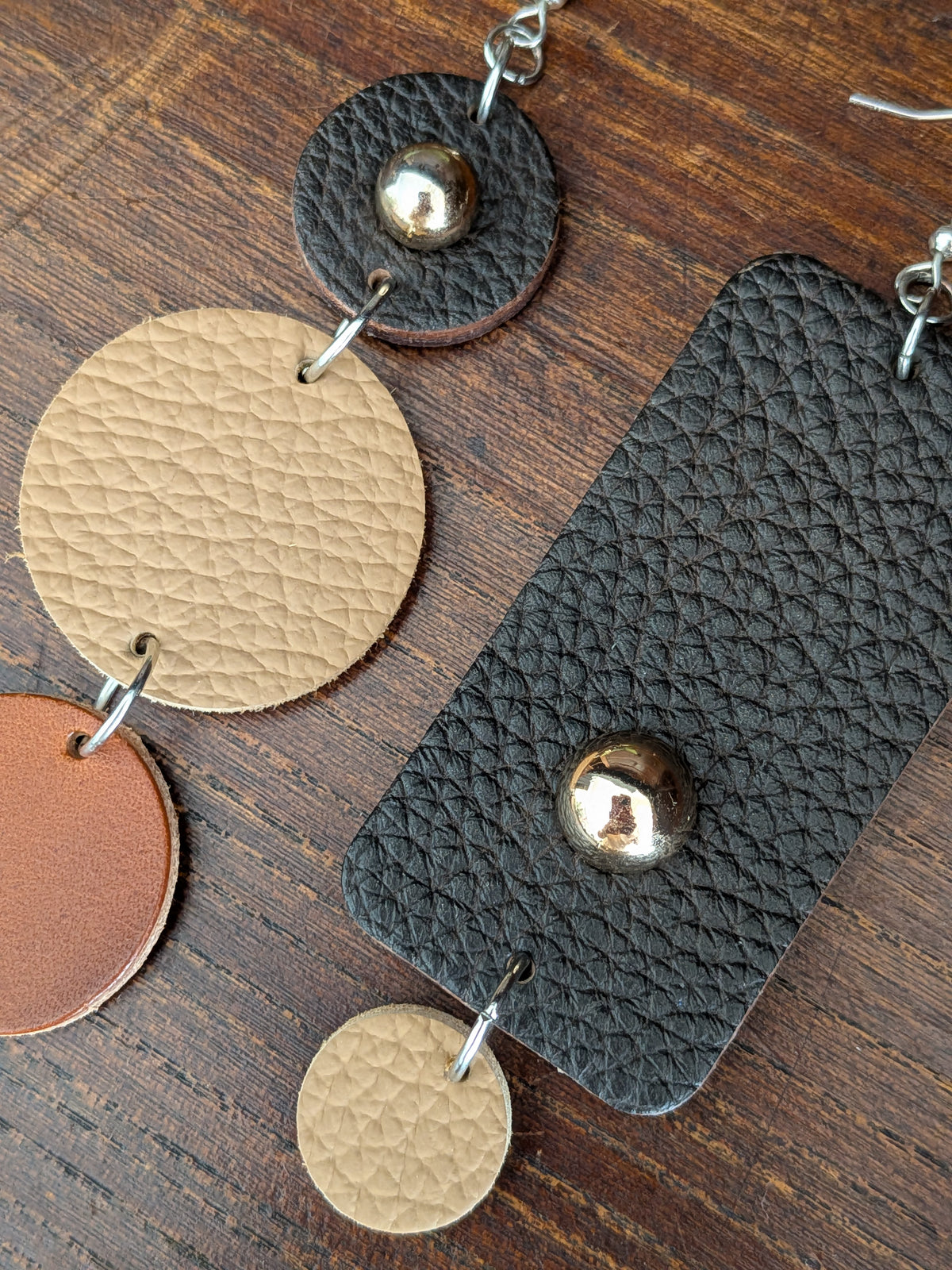 Espresso & Sand Asymmetrical Geometric Drop Earrings