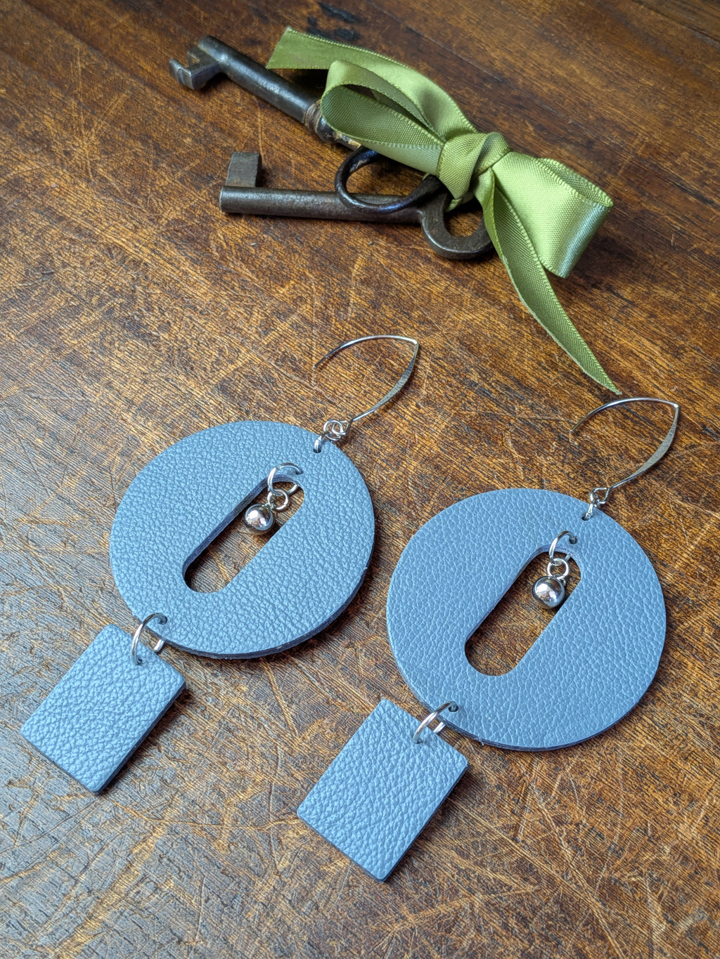 Slate Blue Geometric Orb Earrings