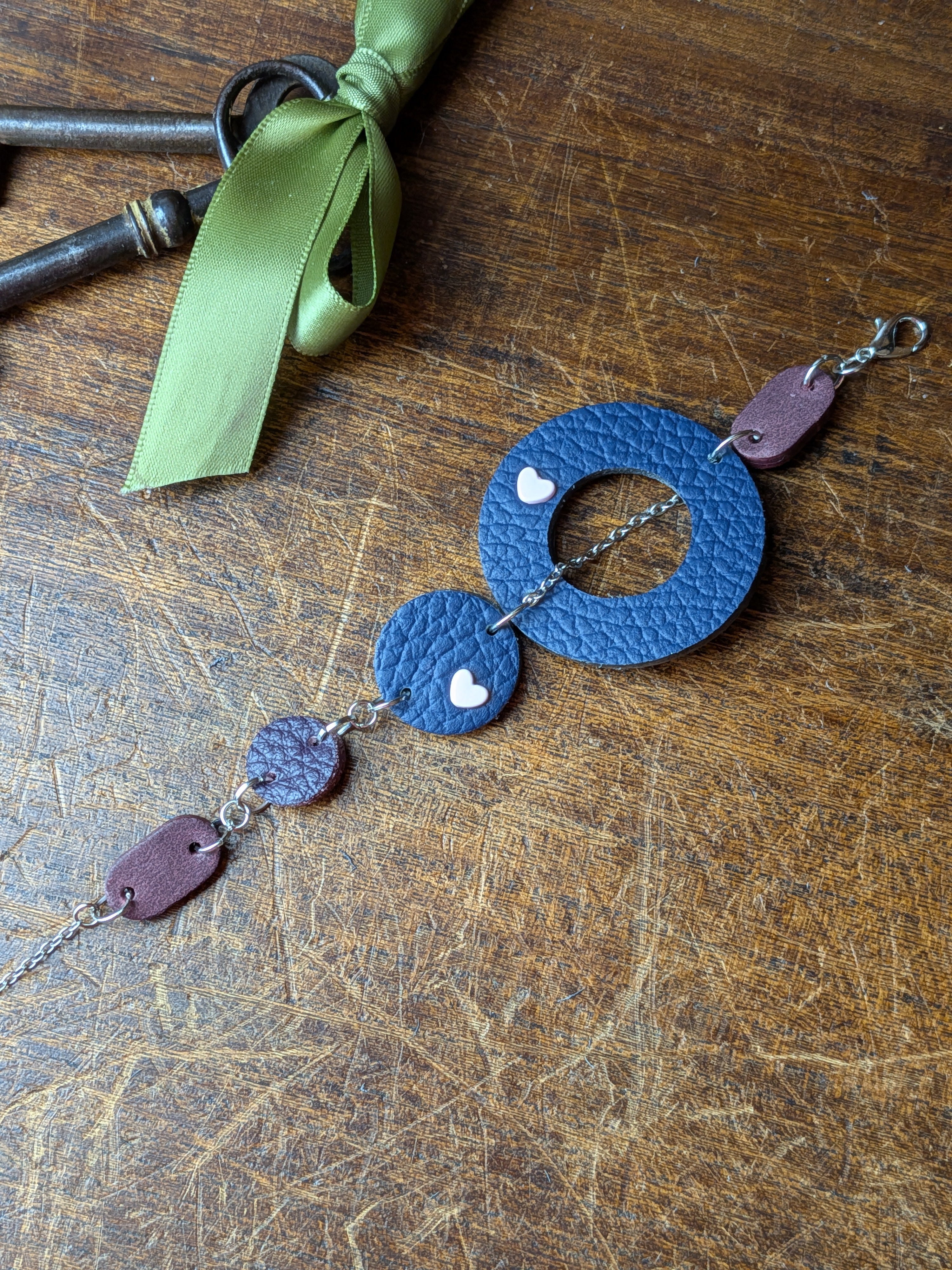 4-in-1 Transformable Leather Bracelet & Pendant – Navy, Aubergine & Wine