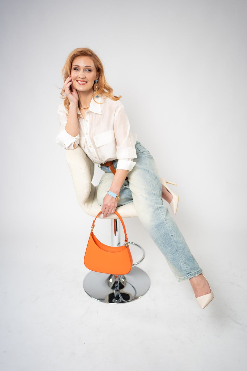 Azure Horizon Geometric Earrings – Long Statement Leather with Kinetic Fringe