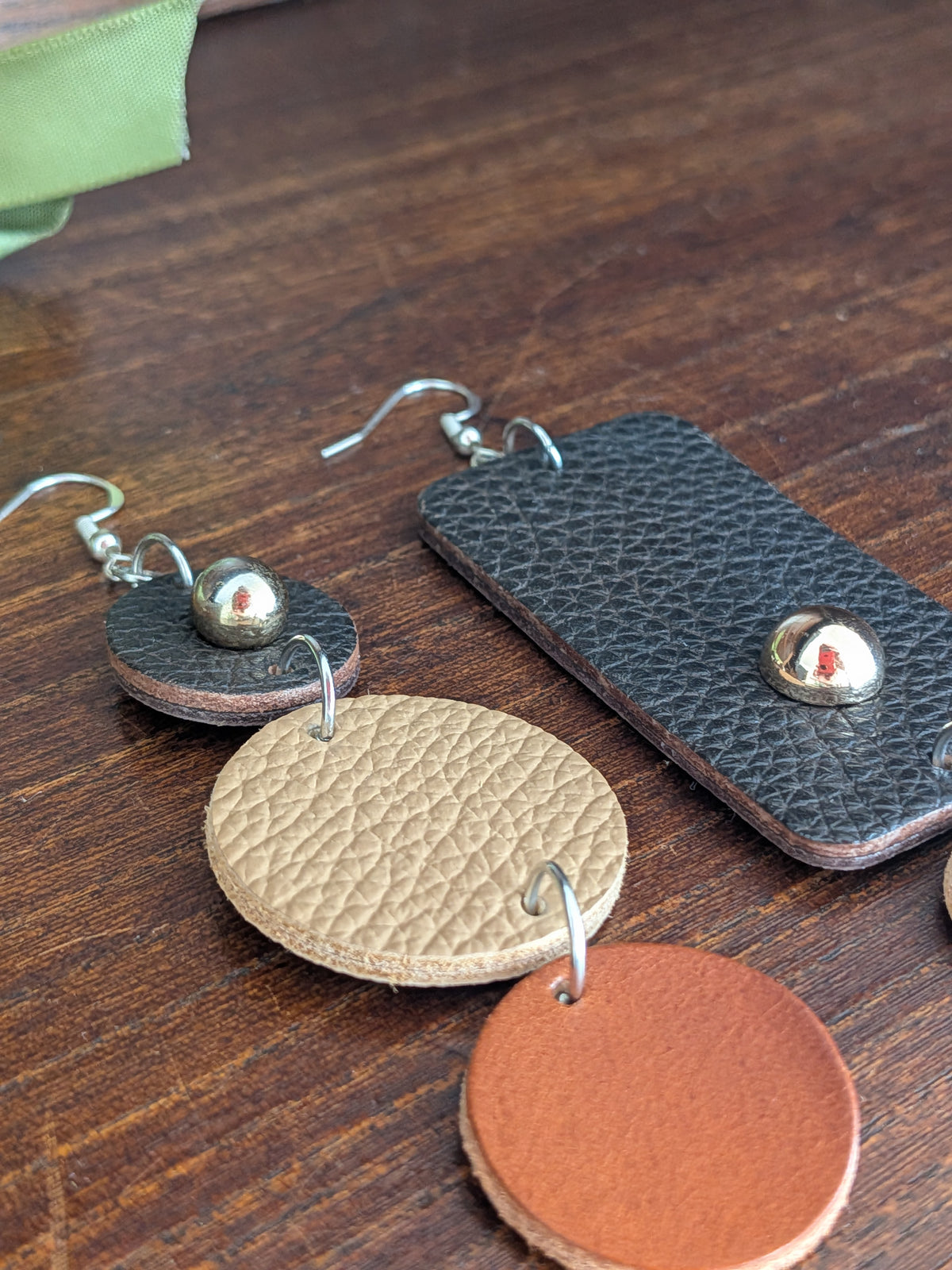Espresso & Sand Asymmetrical Geometric Drop Earrings