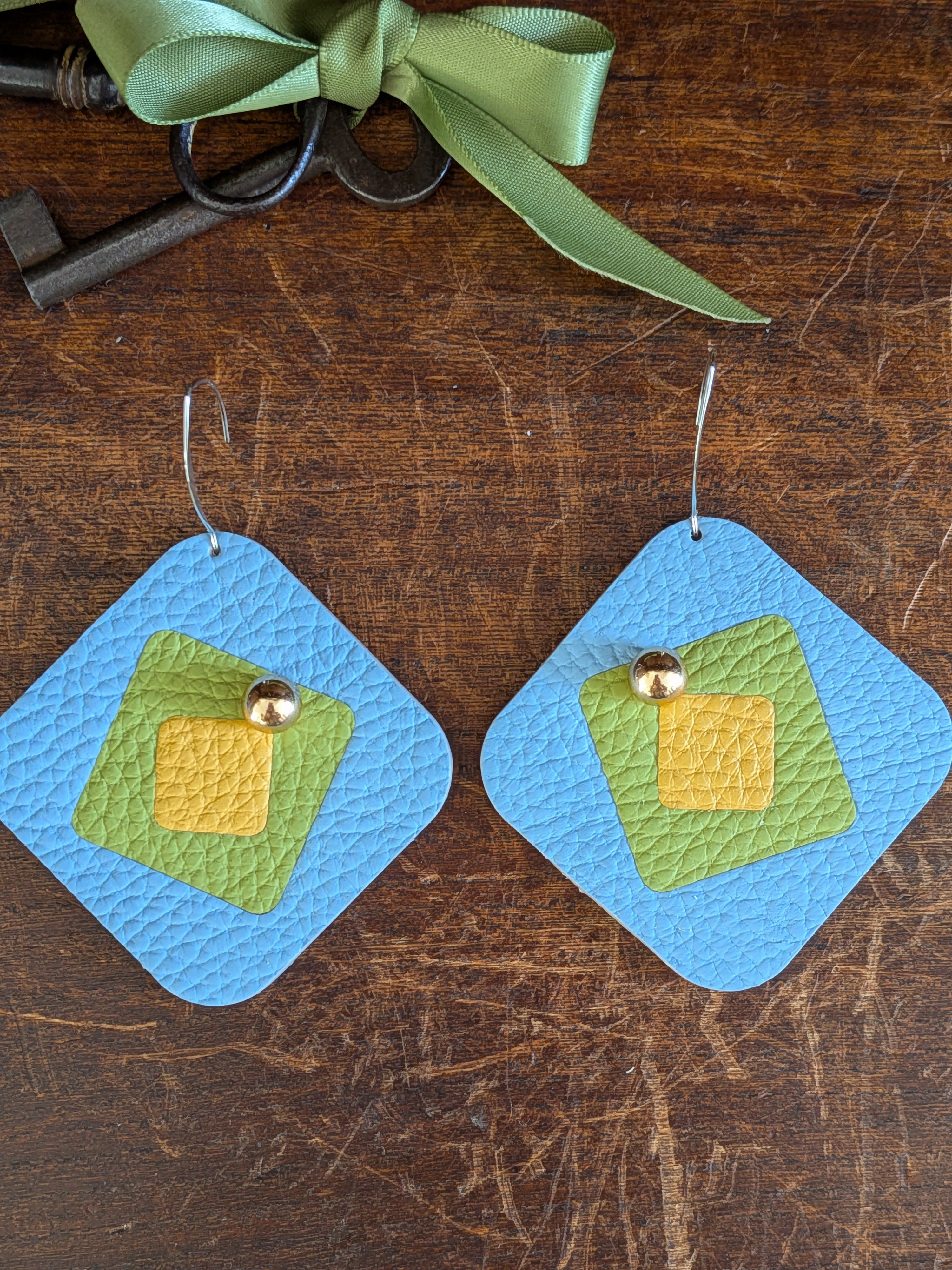 Sky & Citrus Triple Layer Geometric Earrings