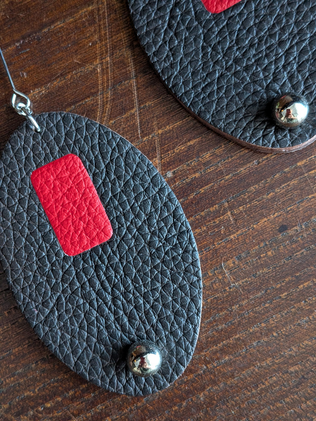 Espresso & Crimson Oval Drop Earrings