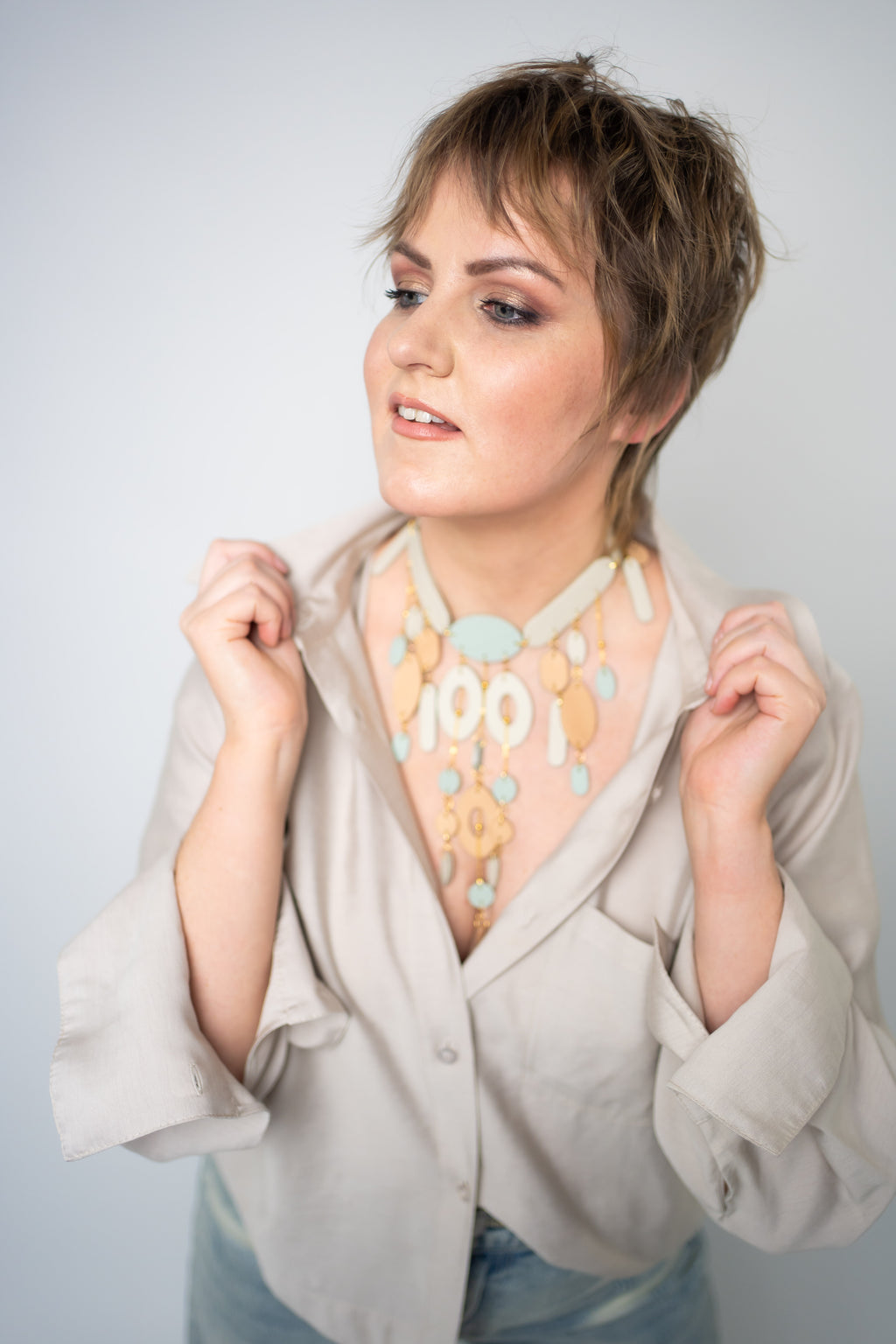 SERENE RHYTHM | Pastel Leather Statement Necklace