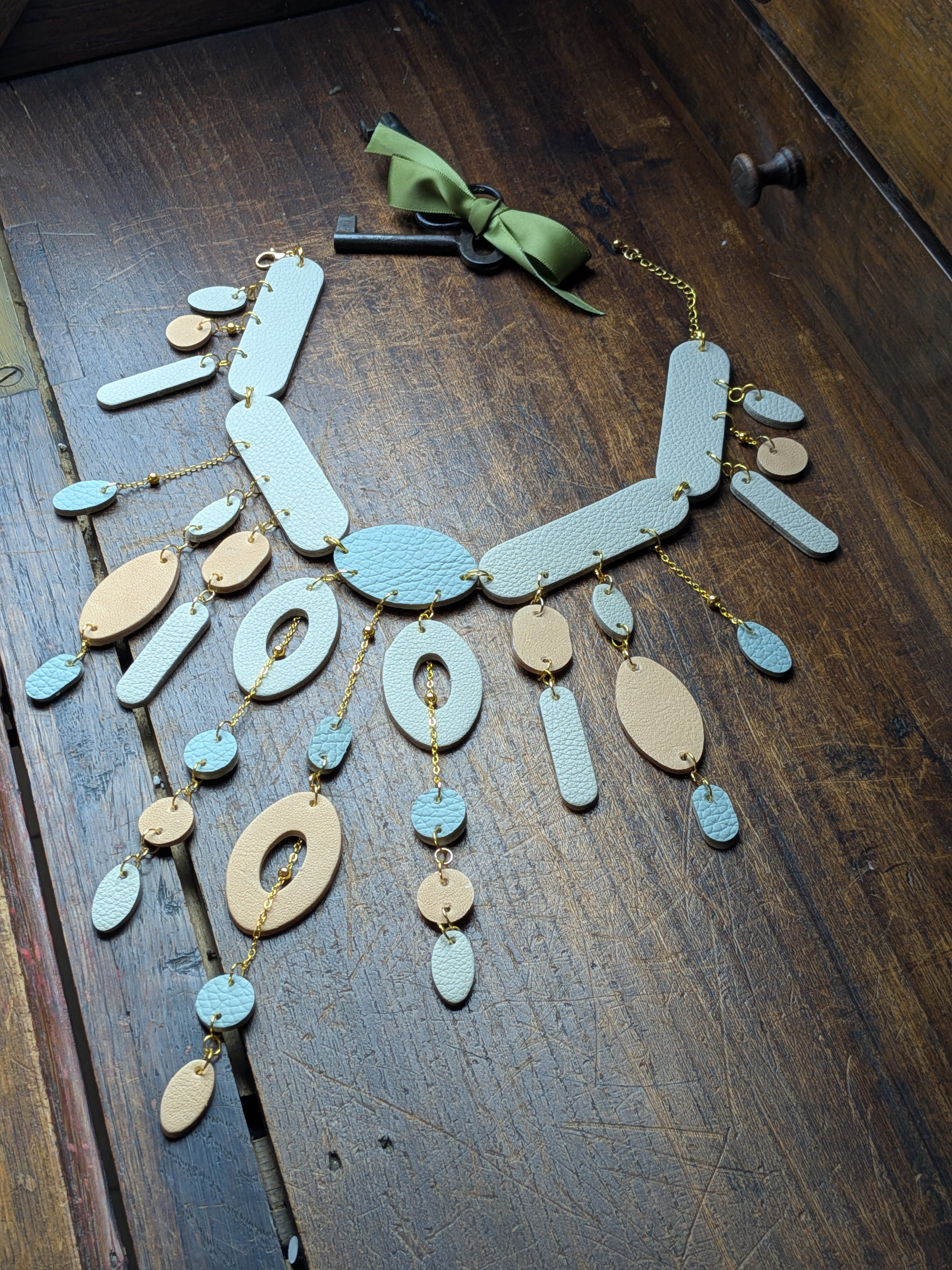 SERENE RHYTHM | Pastel Leather Statement Necklace
