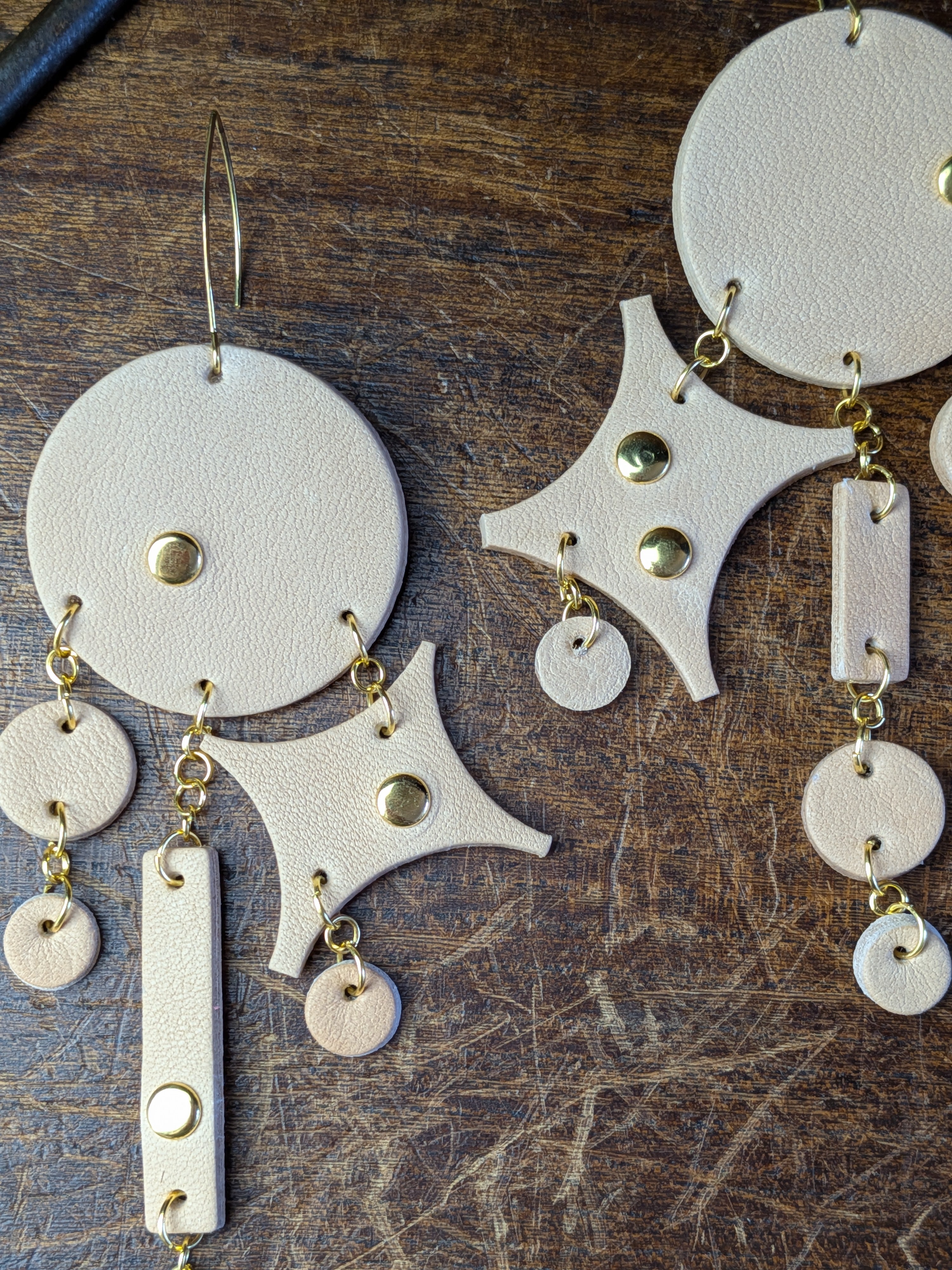 Celestial Star Chandelier Earrings in Pale Peach