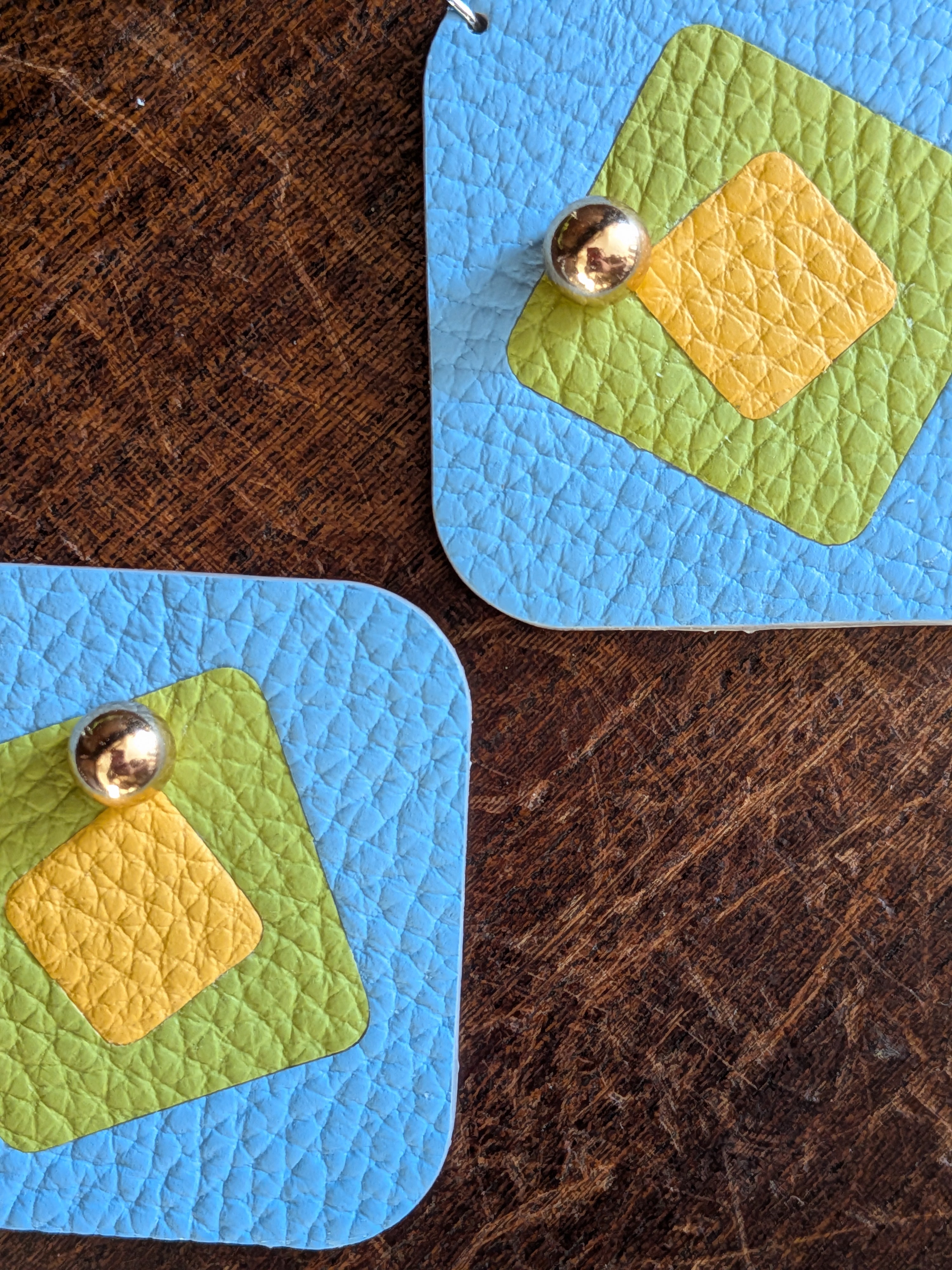 Sky & Citrus Triple Layer Geometric Earrings