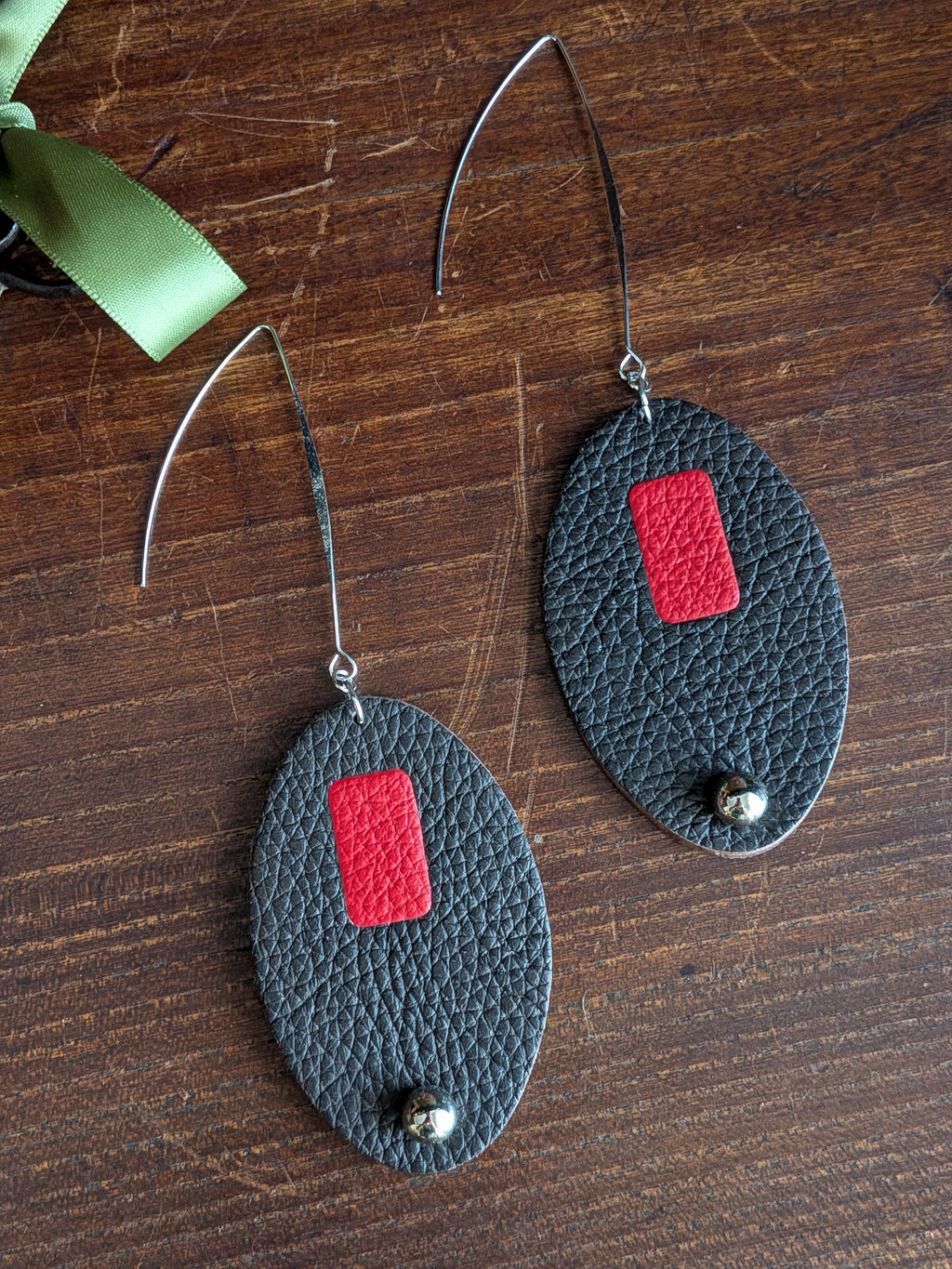 Espresso & Crimson Oval Drop Earrings