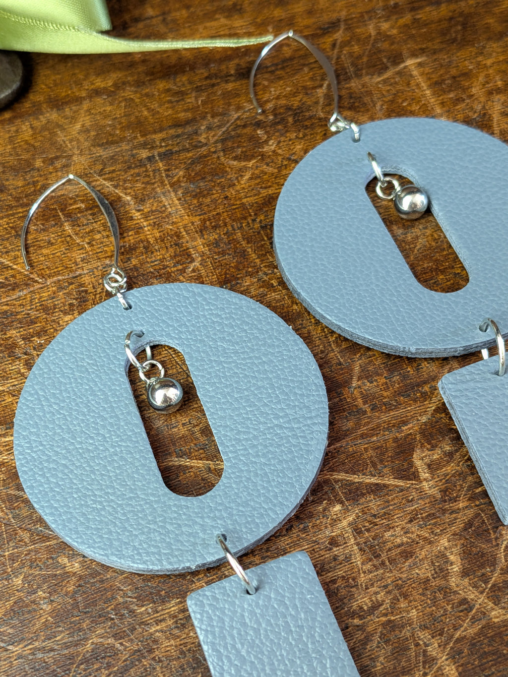Slate Blue Geometric Orb Earrings