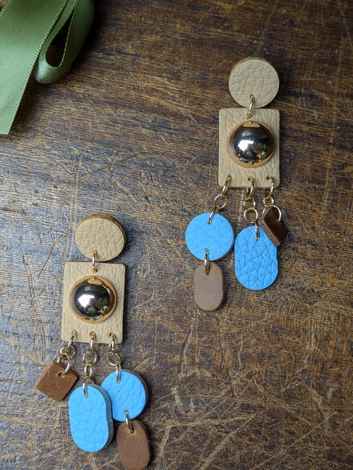 Azure Orbit Earrings | 925 Sterling Silver & Leather