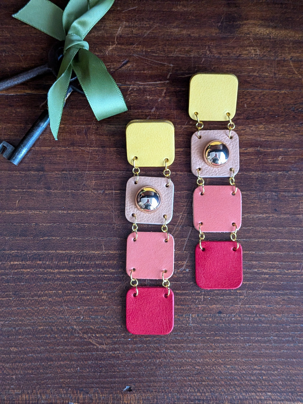 Sunset Mosaic Stud Drop Earrings