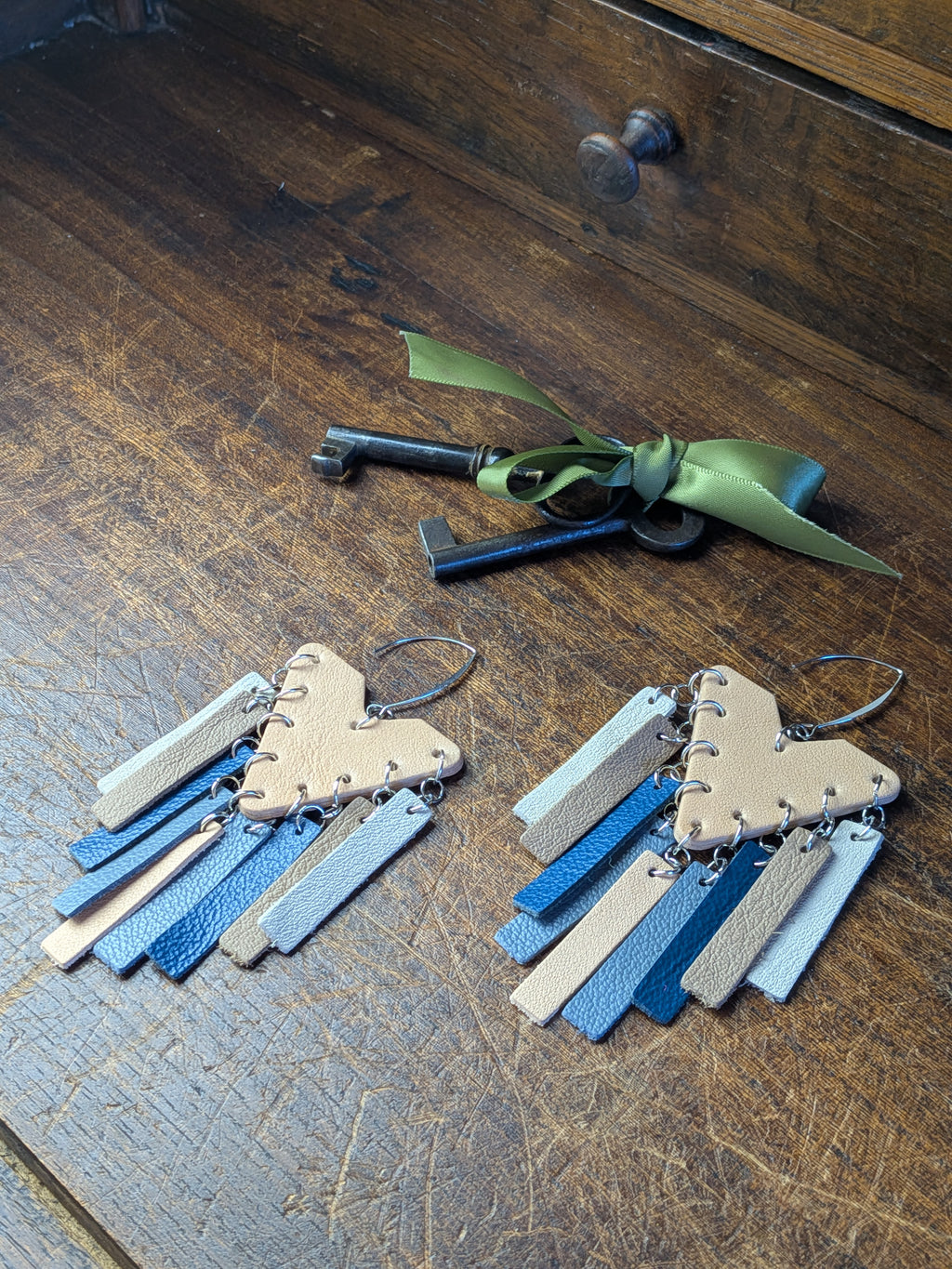 Azure Dawn Sculpted Triangle Earrings
