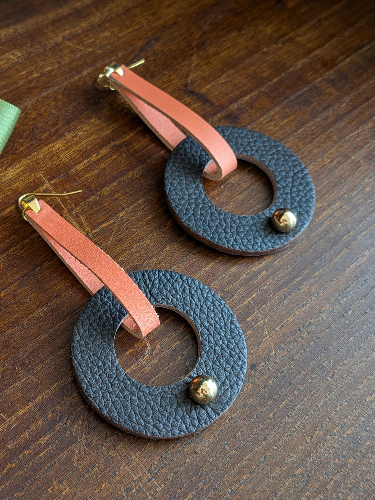 Espresso & Peach Sculptural Loop Earrings