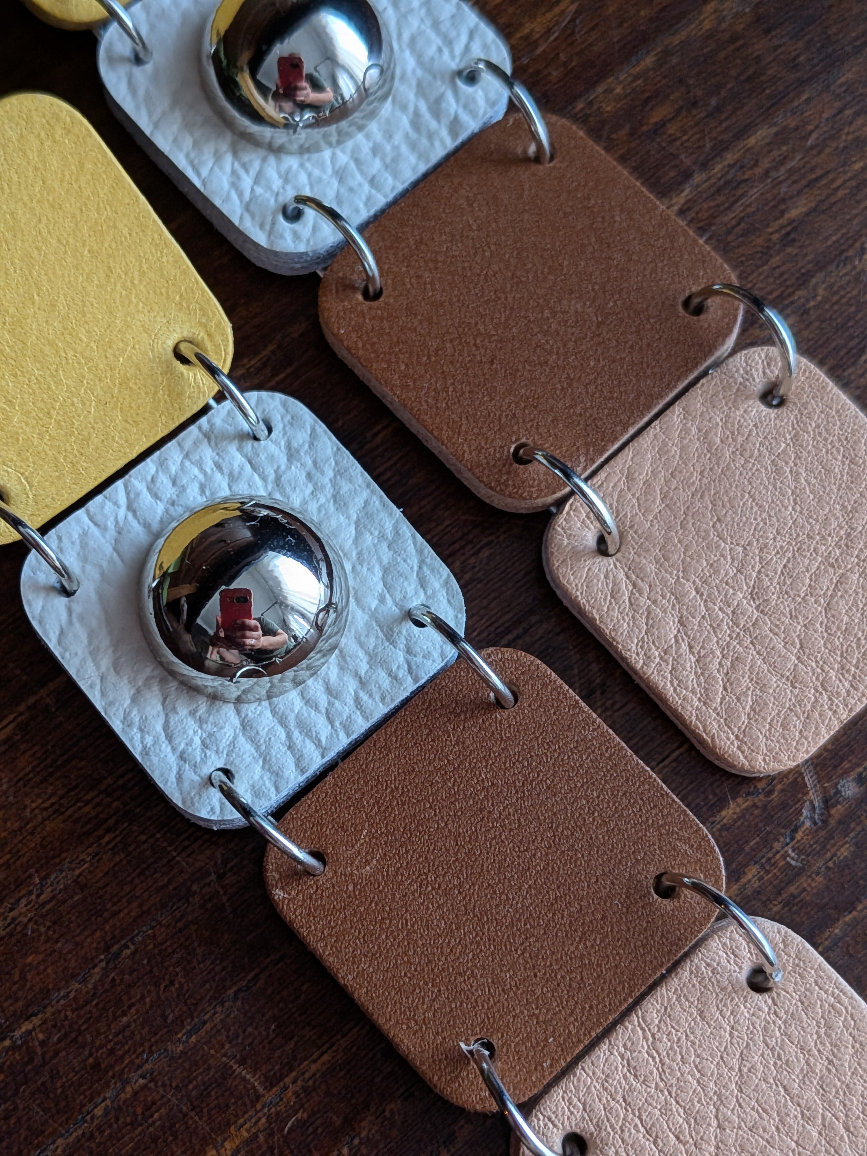 Ochre & Earth Mosaic Stud Drop Earrings