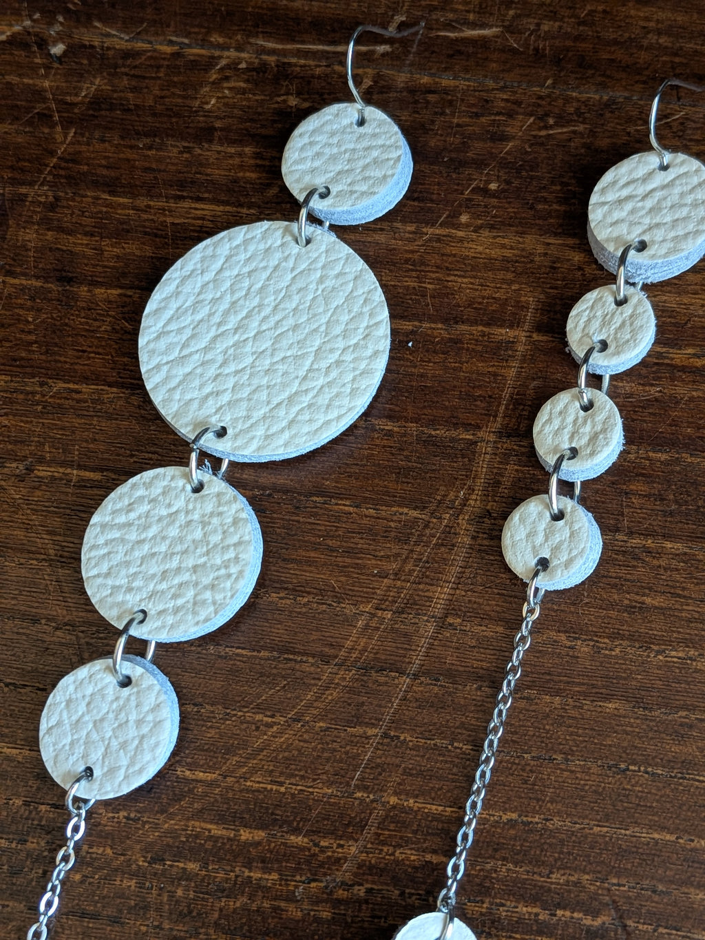 Warm Ivory Cascading Multi-Disc Long Drop Earrings
