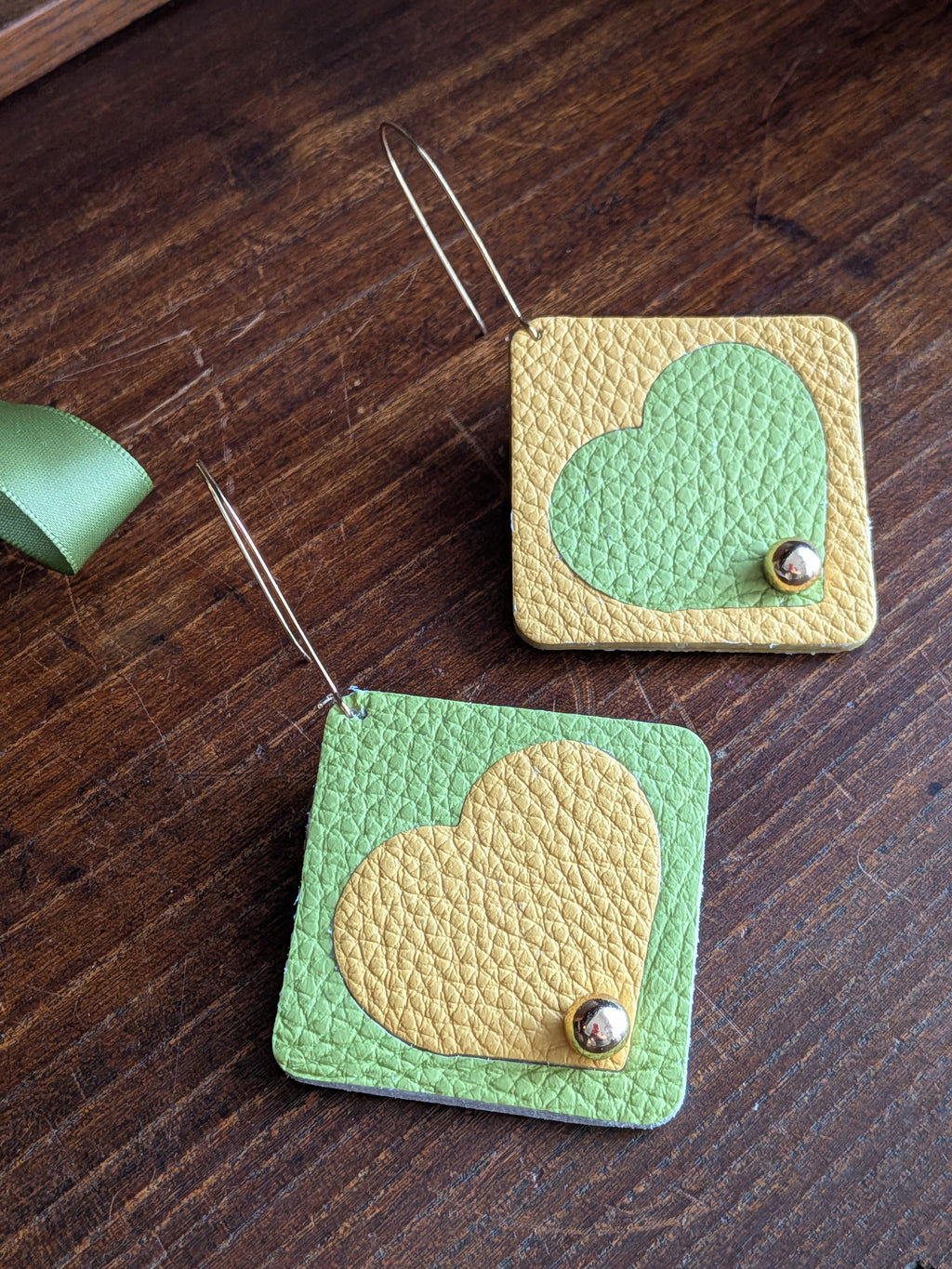 Solar Heart Asymmetrical Square Earrings