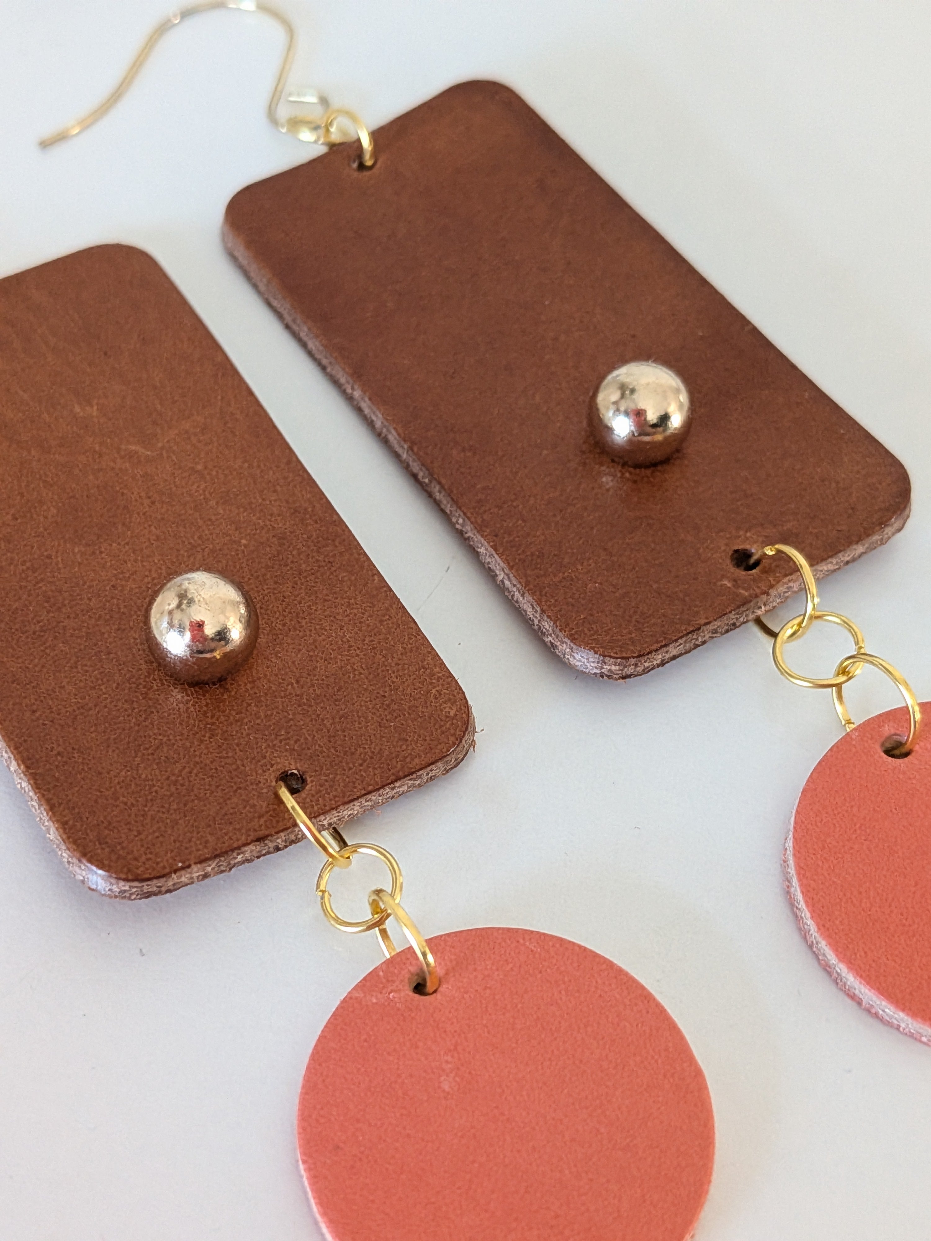 Peach & Earth Gold-Toned Geometric Drop Earrings