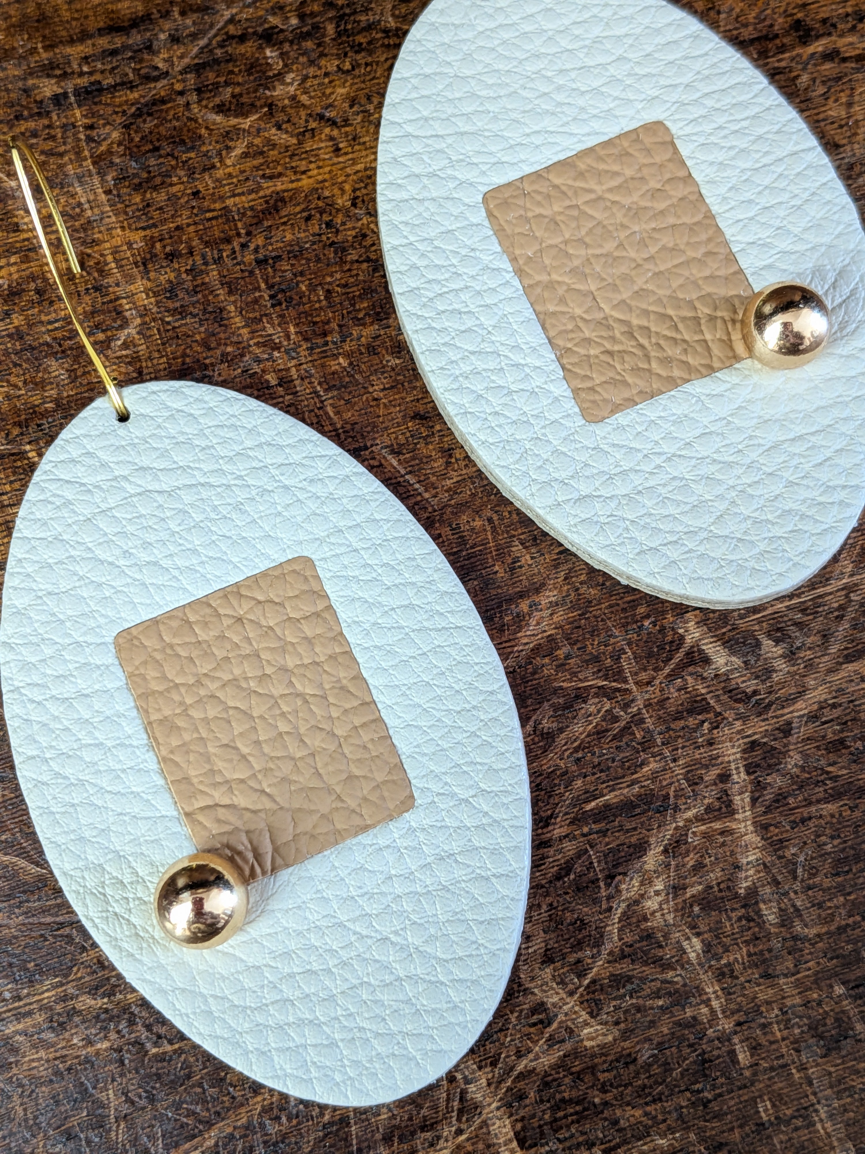 Mod Oval Minimalist Leather Statement Earrings