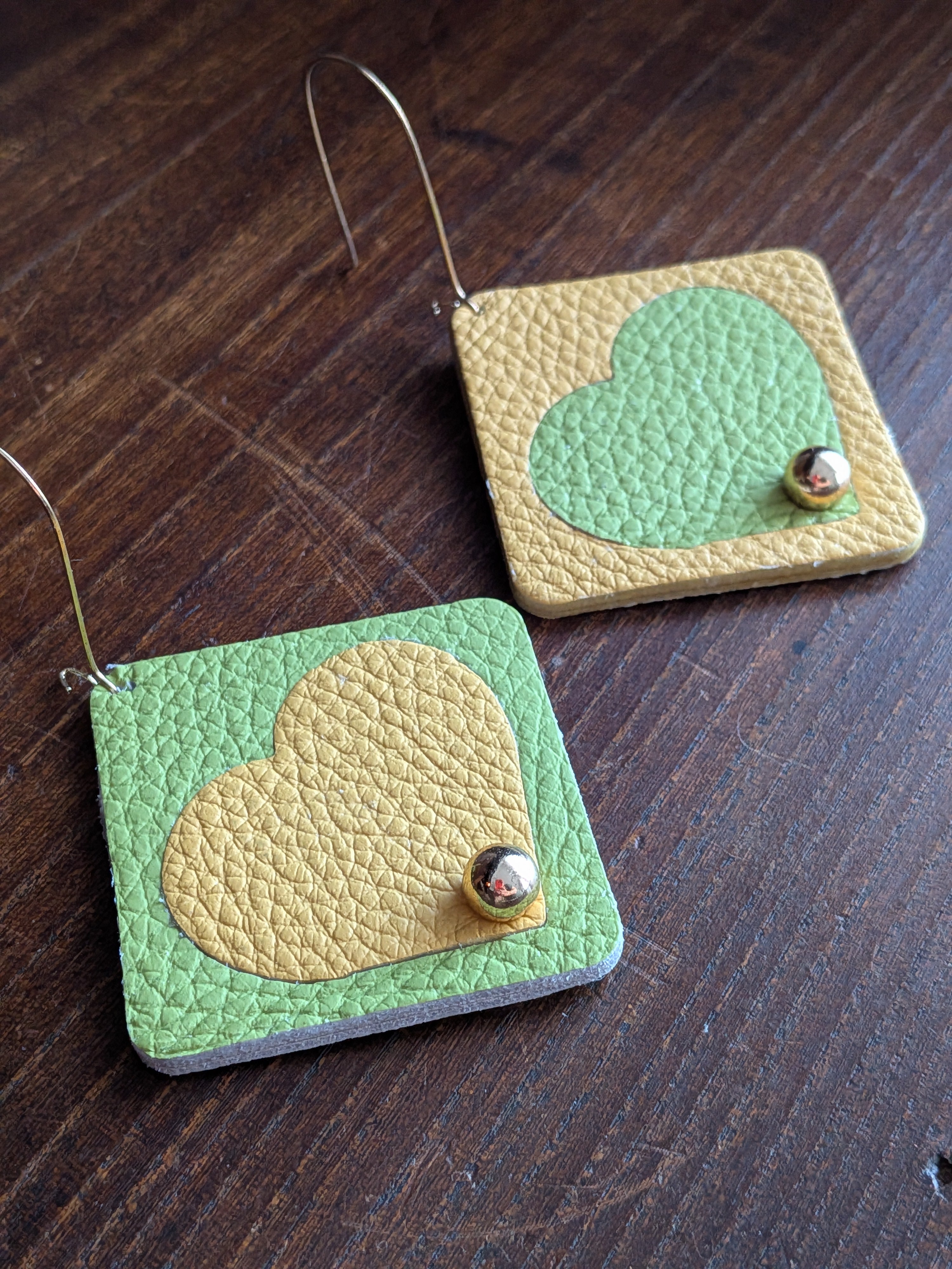 Solar Heart Asymmetrical Square Earrings