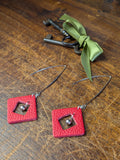 Kinetic Scarlet Geometric Frame Earrings