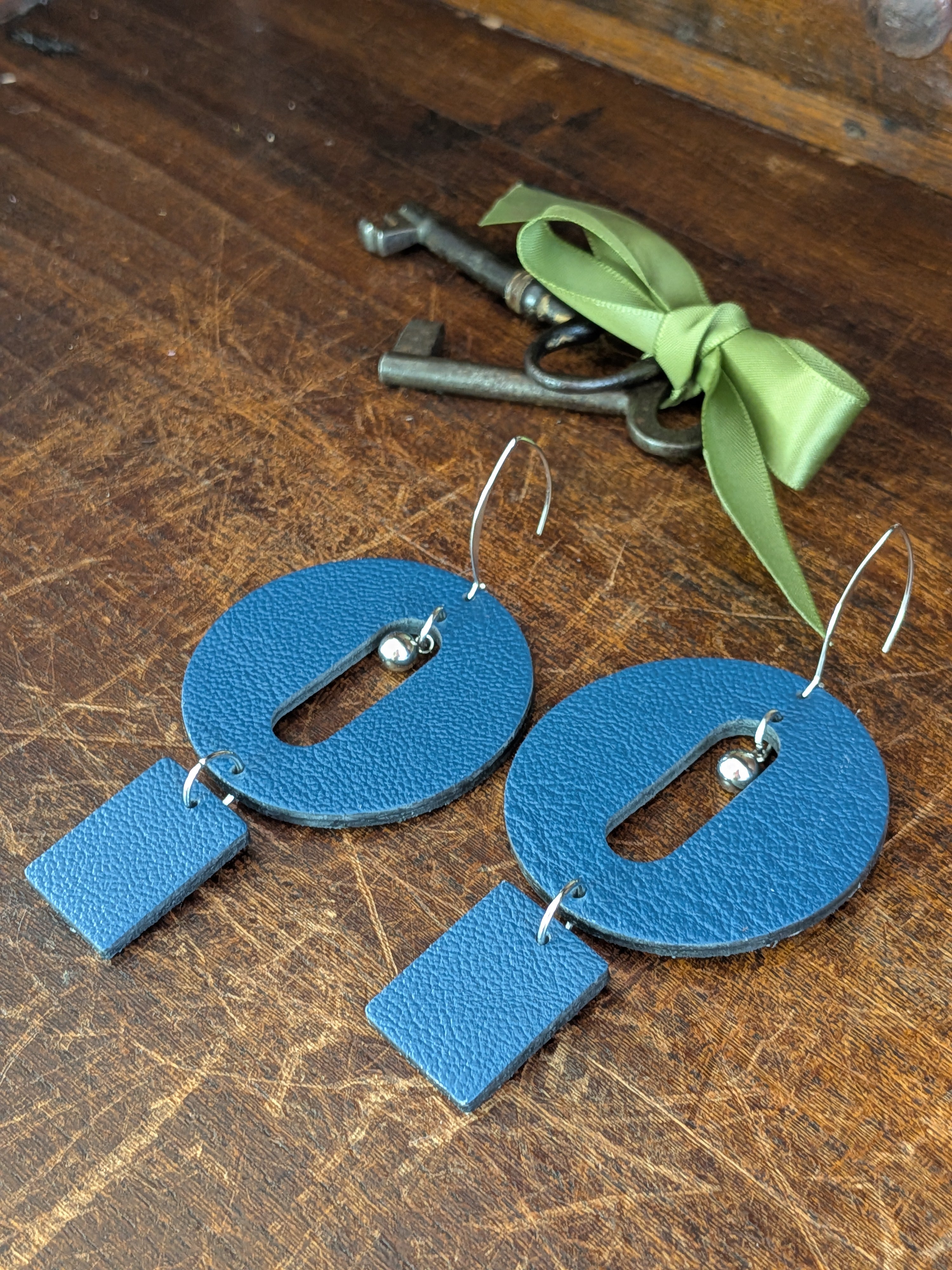 Deep Cobalt Geometric Orb Earrings