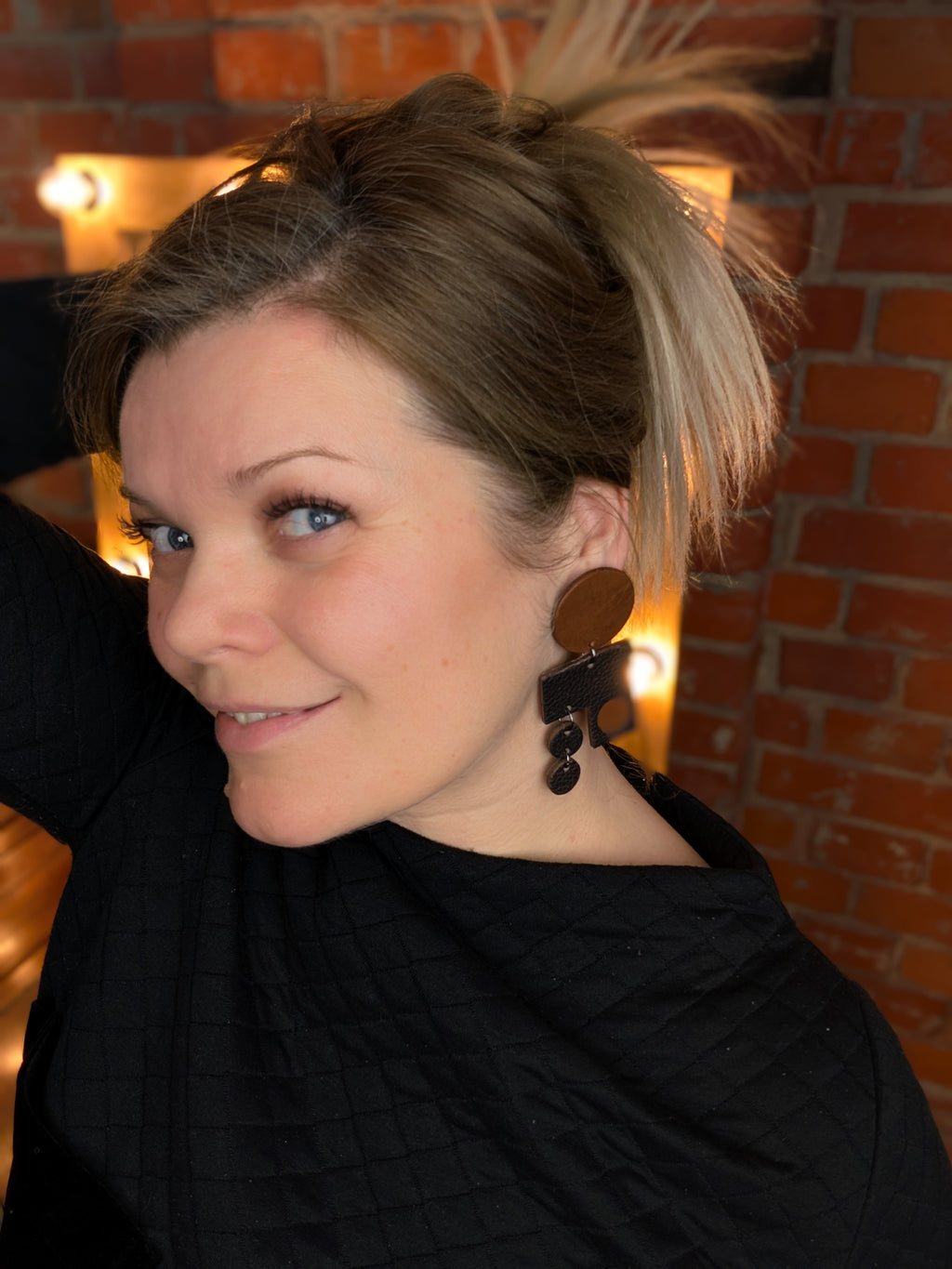 The Urban Code | Dark Walnut & Cognac Leather Studs