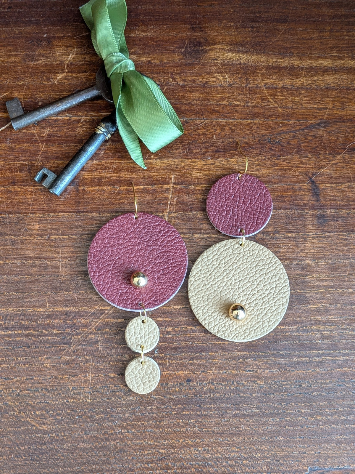 Berry & Sand Asymmetrical Cascade Earrings