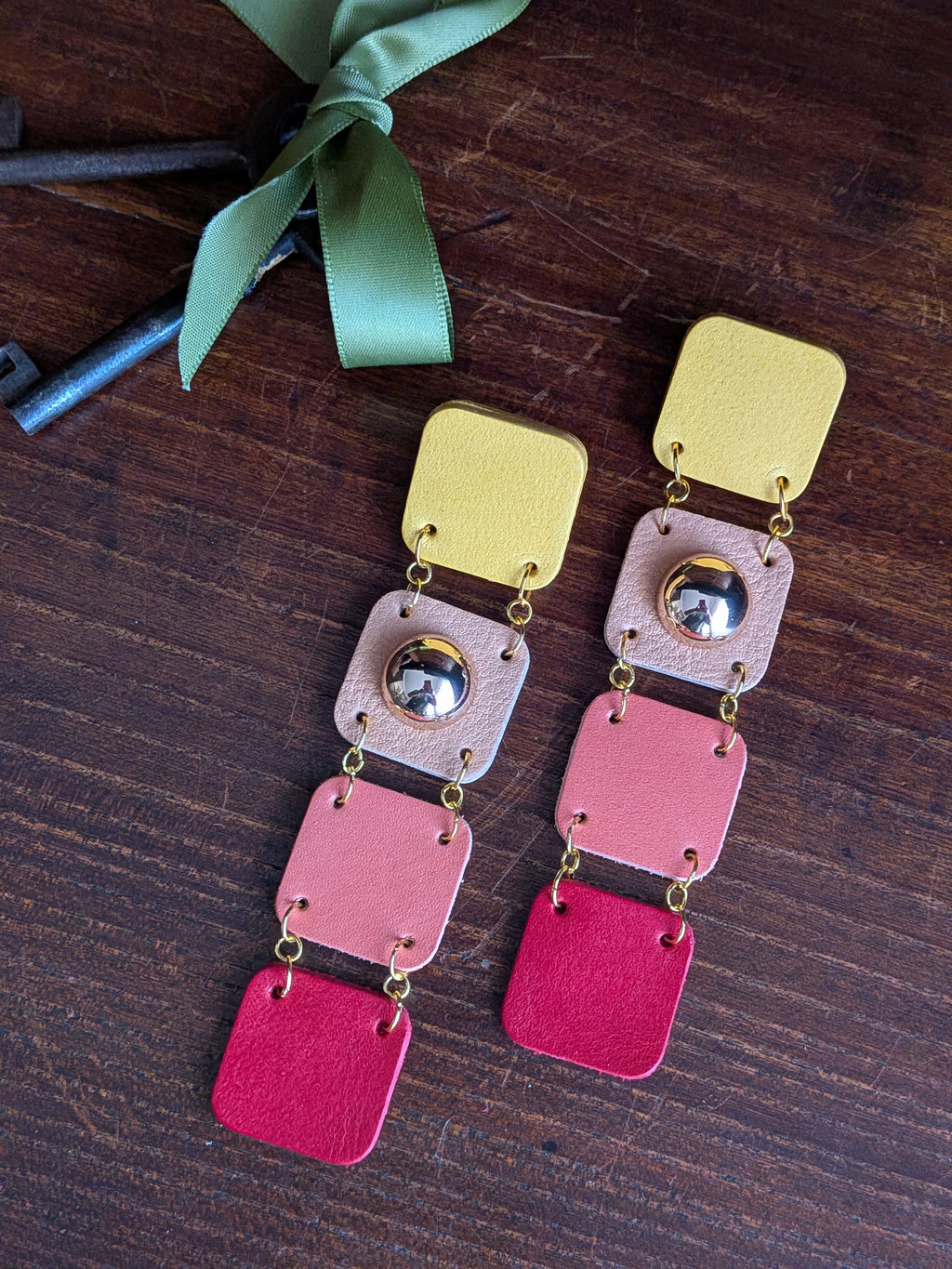 Sunset Mosaic Stud Drop Earrings