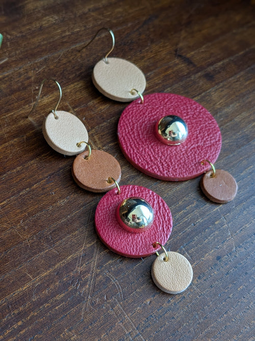 Berry Solar Cascade Asymmetrical Earrings