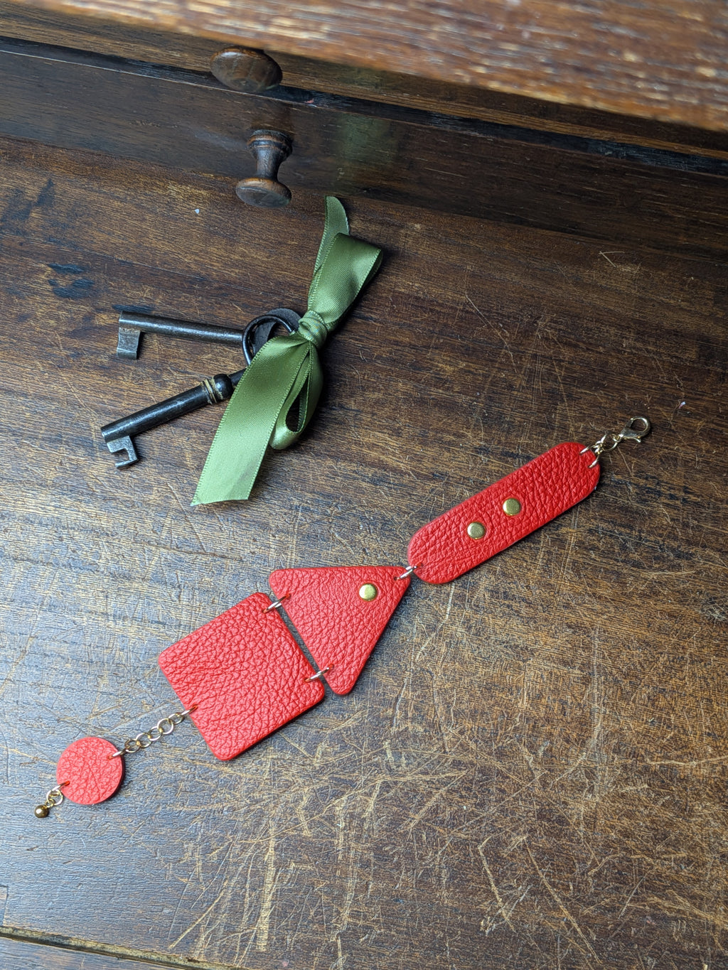 The Red Multi-Shape Link | 4-in-1 Versatile Red & Gold Bracelet Charm Set