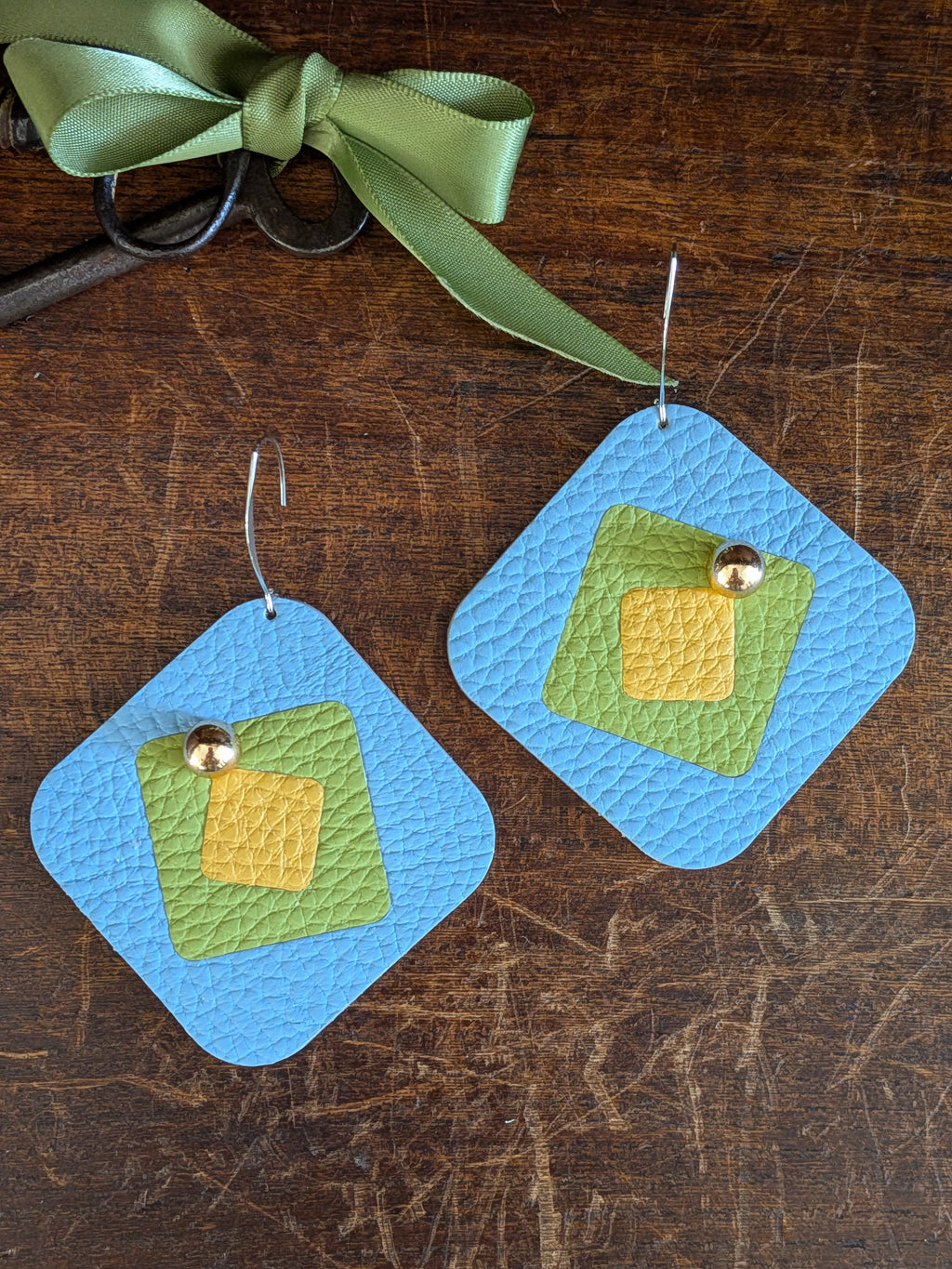 Sky & Citrus Triple Layer Geometric Earrings