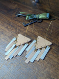 Cascade of Dreams Chandelier Earrings in Pale Peach and Blurry Blue